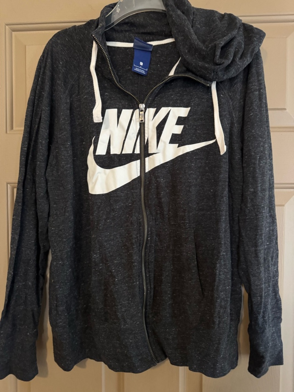 Nike Charcoal Black Hoodie with White Logo Tag